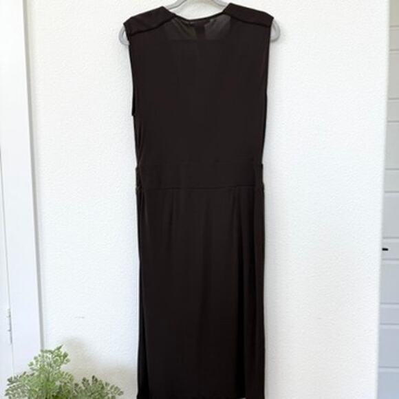 MNG Mango ZSD Delphine Brown Beaded Waist V-Neck Cocktail Dress NWT L - Picture 8 of 8